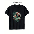 Happy Memorial Day Tulips Flower American Flag 4th of July T-Shirt 100% cotton, fabric weight 180g, Happy Mother'S Day Family Harmony T-shirt for men and women