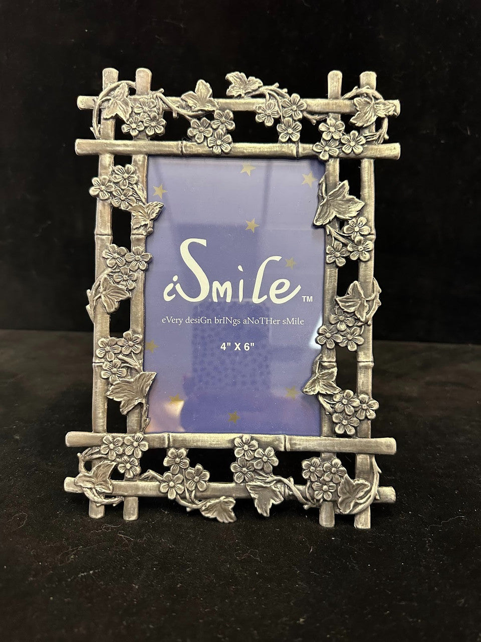 Pewter Floral Bamboo 4x6 Picture Frame