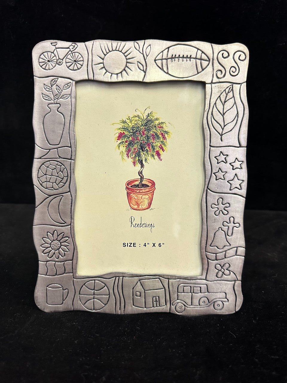 Pewter Renderings Frame with Etched Icons