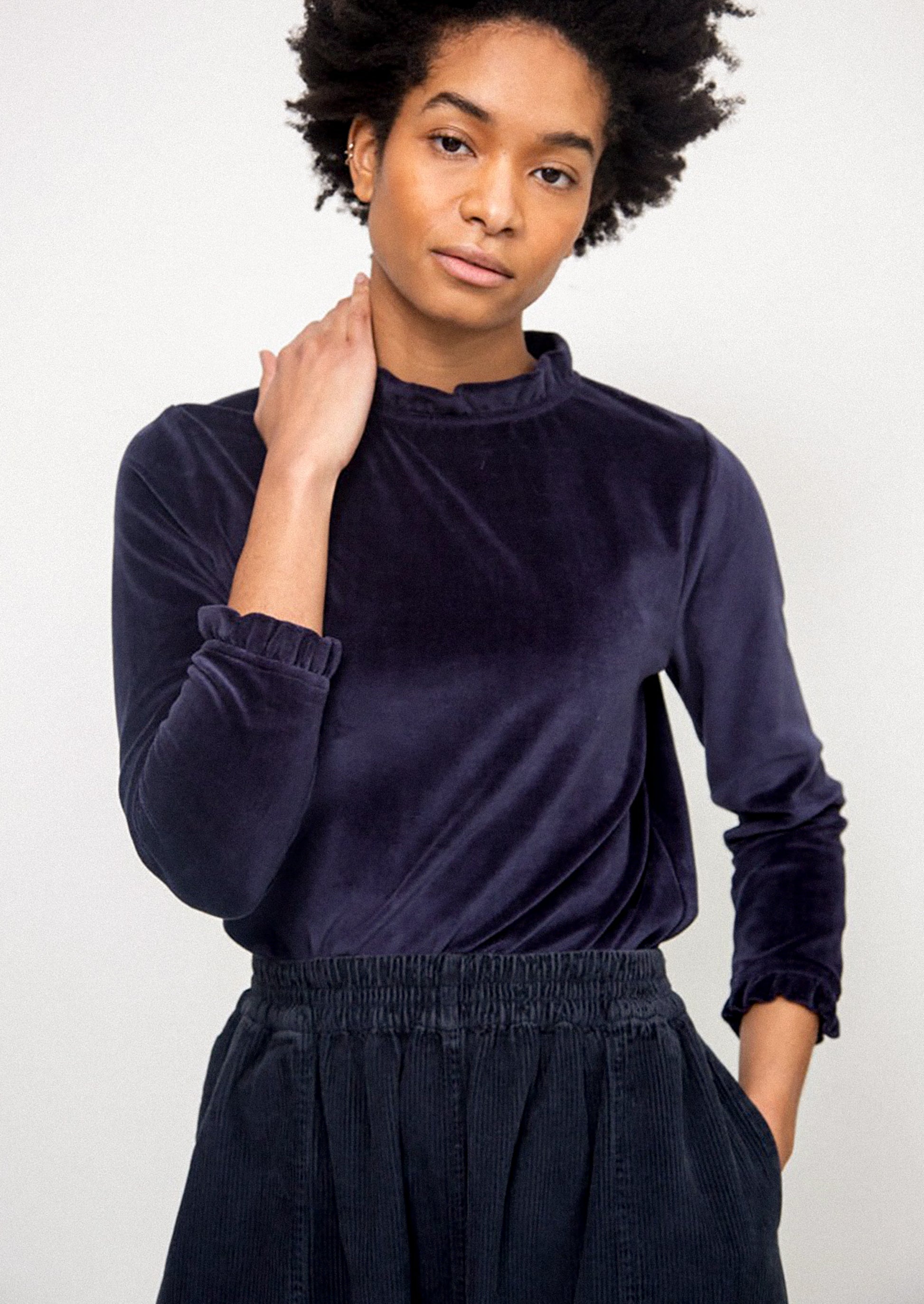 Pearl Velour Long Sleeve Top